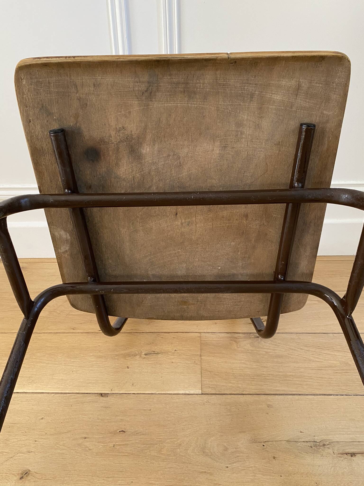 Industrial chair, vintage school chair, wood and metal