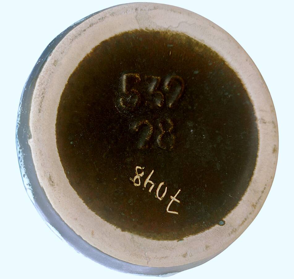 Roller vase – Vintage ceramic, speckled decor with gold highlights, perfect condition