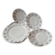 4 dessert plates + floral porcelain cake dish LT France