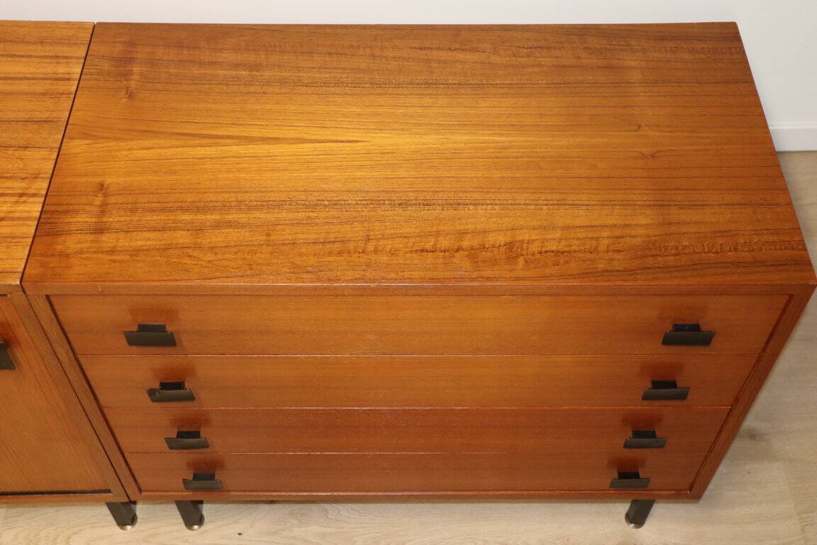 Vintage sideboard in wood and metal, 1960s