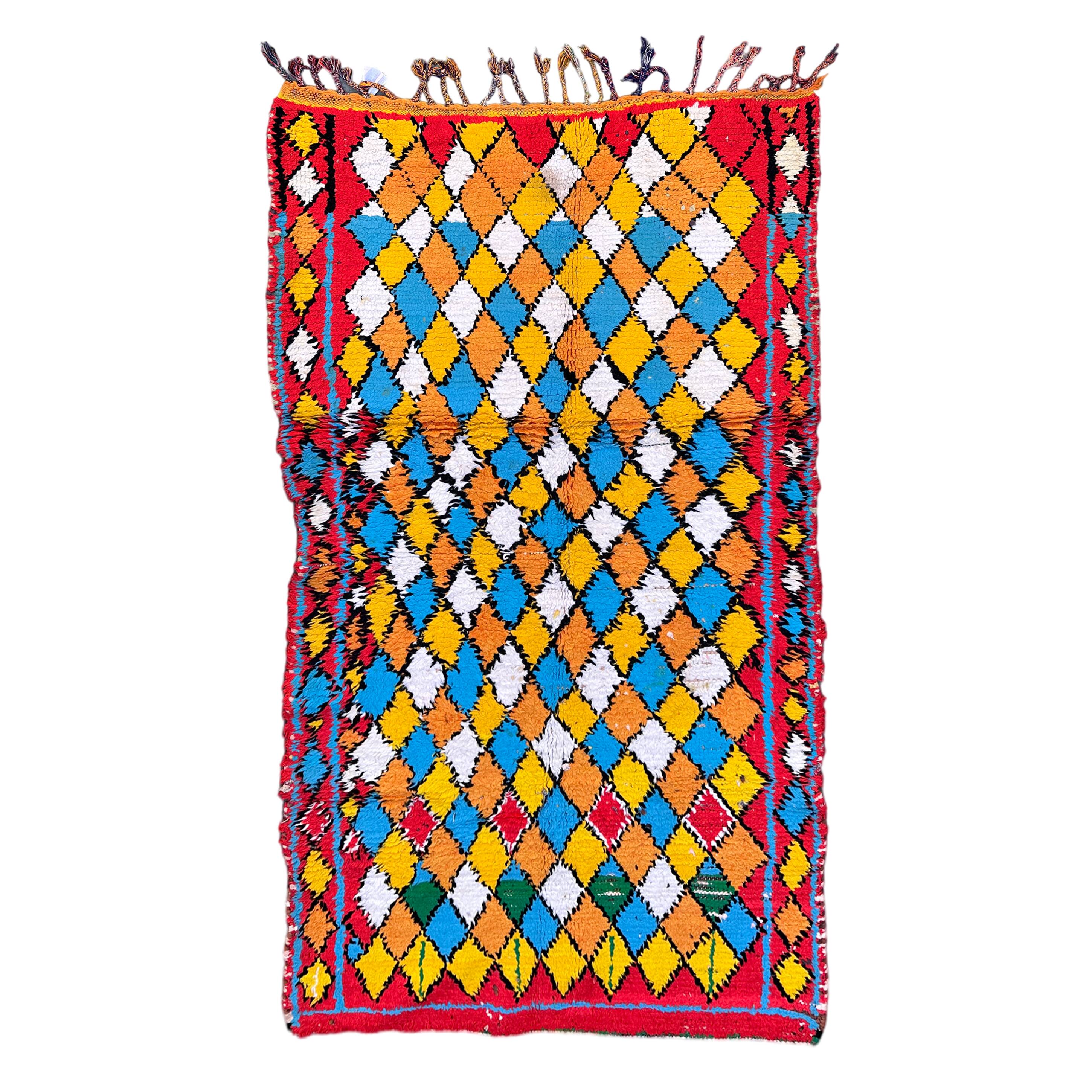 Tapis Marocain Boucherouite coloré - 107 x 191 cm
