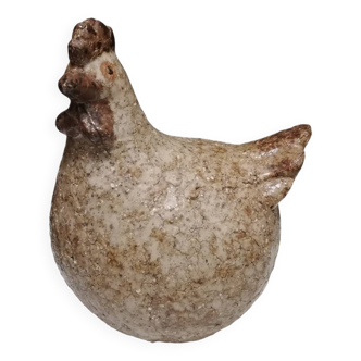 Poule en grès craquelé