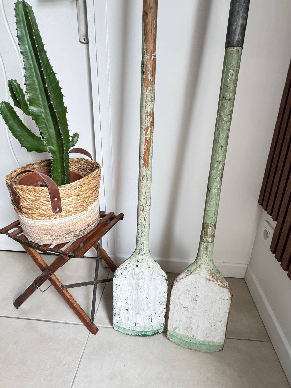Ancien lot de trois rames en bois vintage