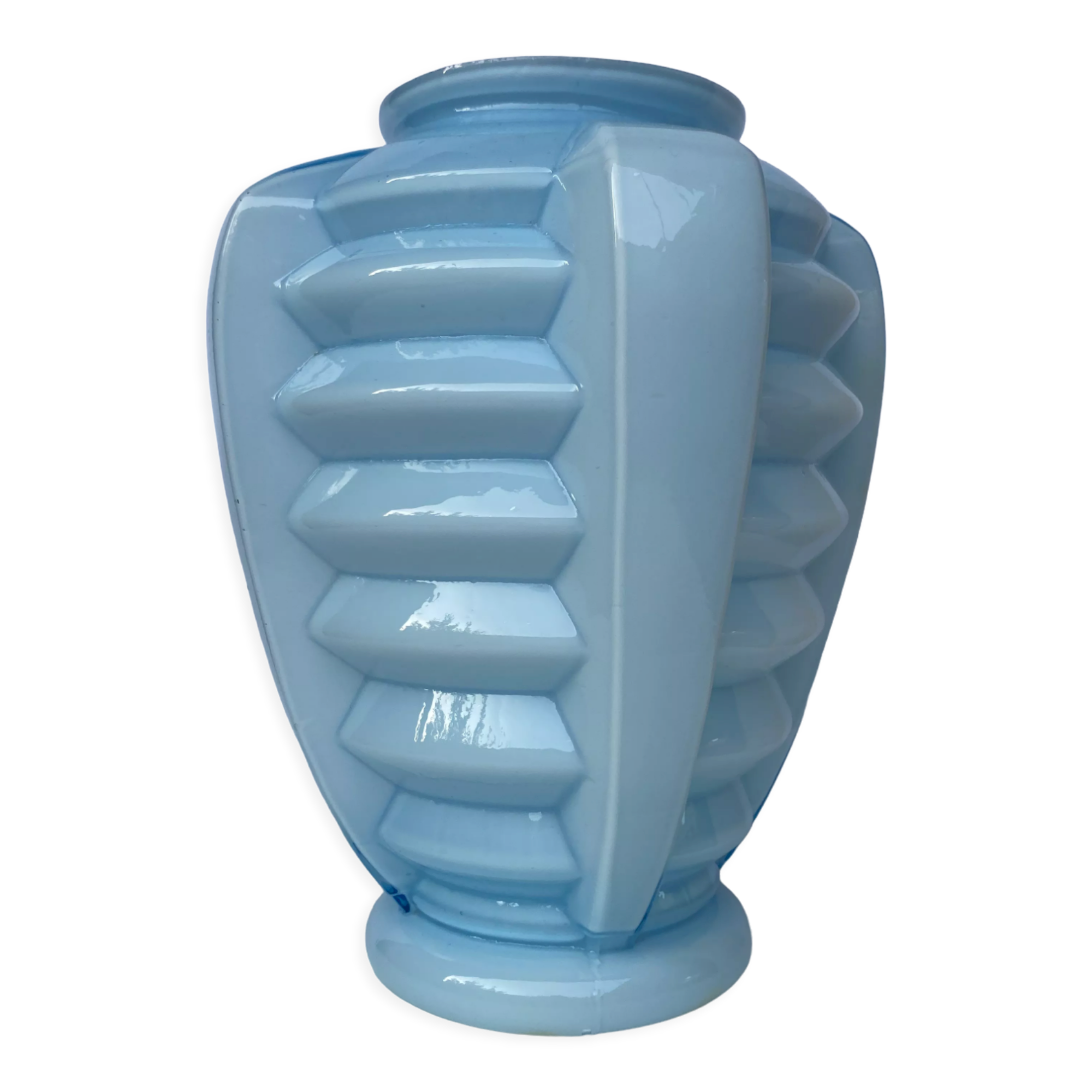 Passel-blue Art Deco vase in Skyscraper style
