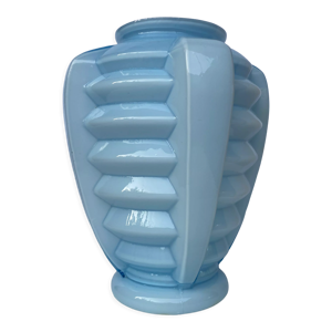 Vase Art Deco bleu pastel de style