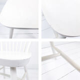 Chaise vintage blanche en bois style Windsor scandinave