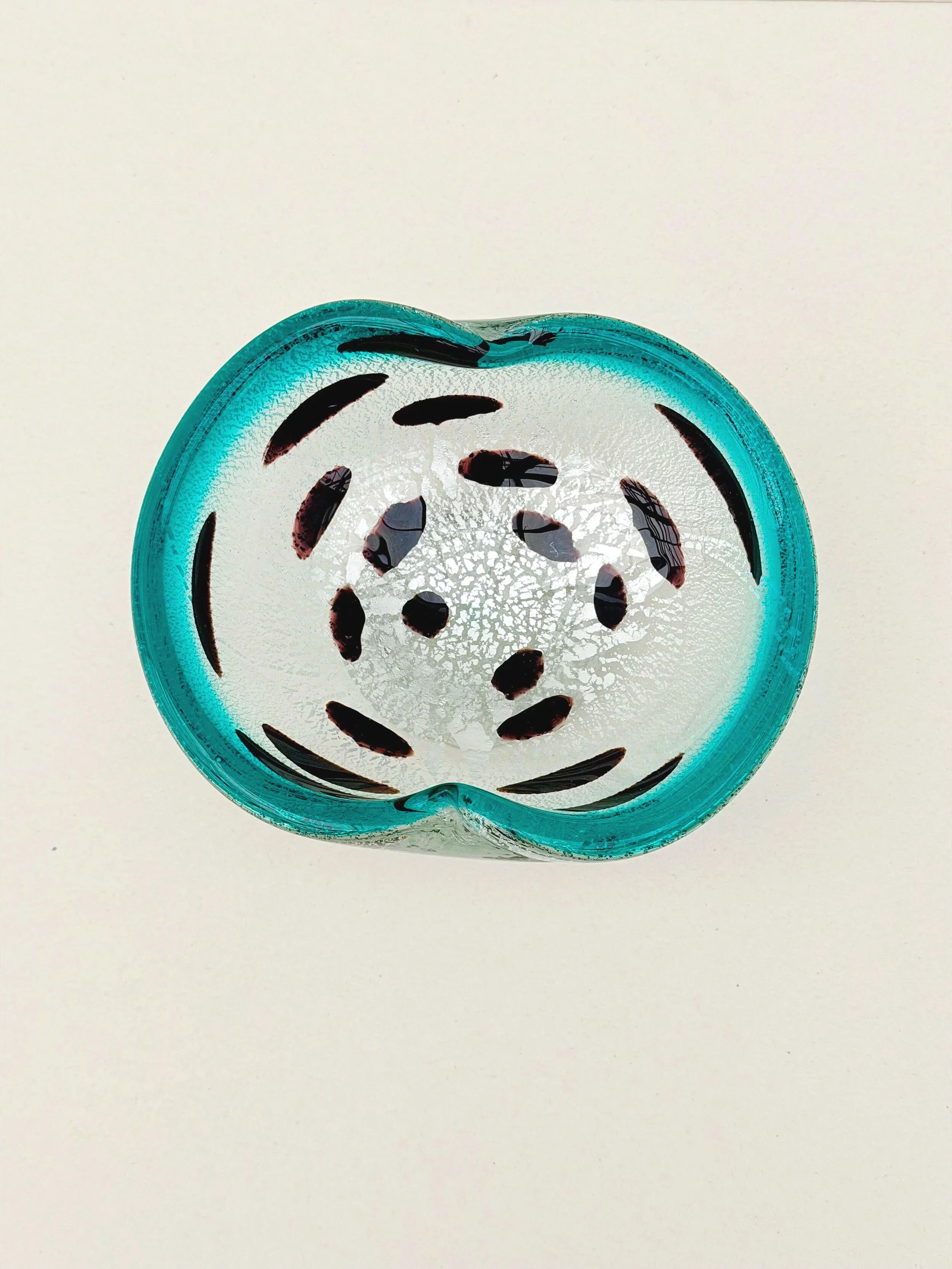 Murano glass catchall with silver inlays, Italy 1960.