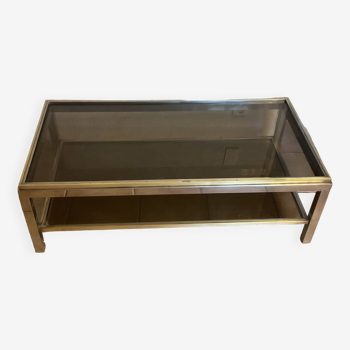 Willy Rizzo:: Large coffee table in chrome and brass:: circa 1970