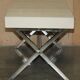Vintage writing desk with chrome X-shaped top and patinated crocodile leather.