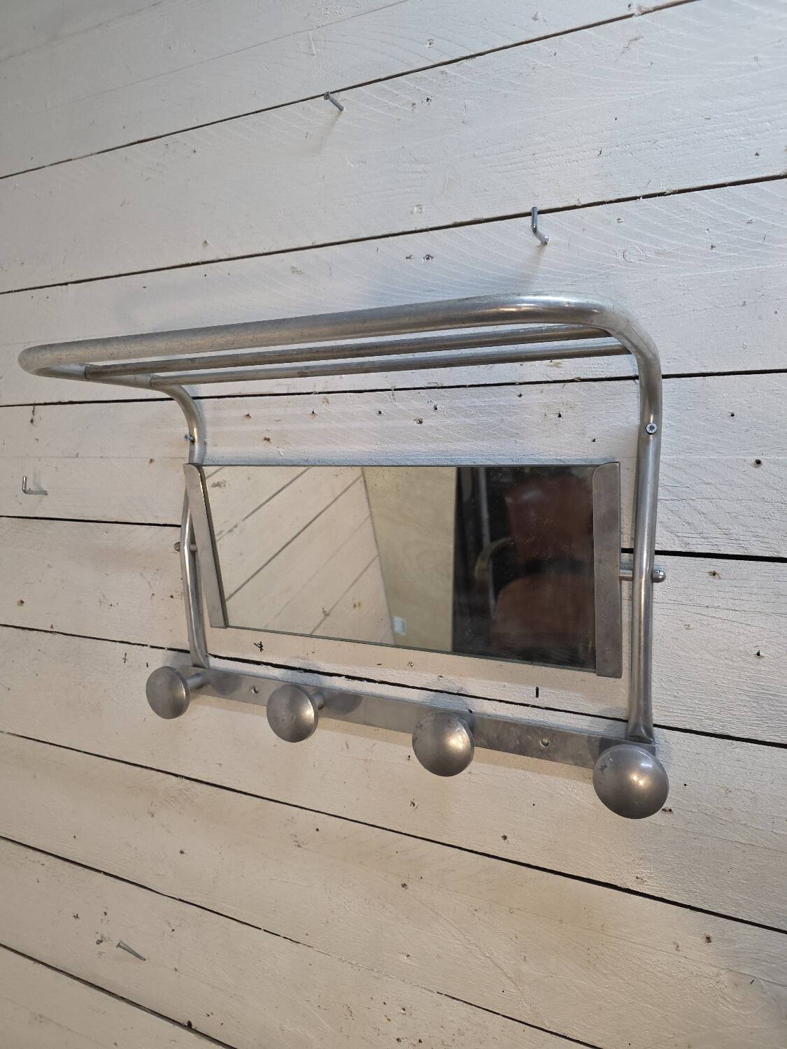1960s swivel mirrored aluminum coat rack