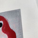 Screen printing and glazed gilded wood frame