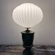 Geometric table lamp with pleated opaline shade