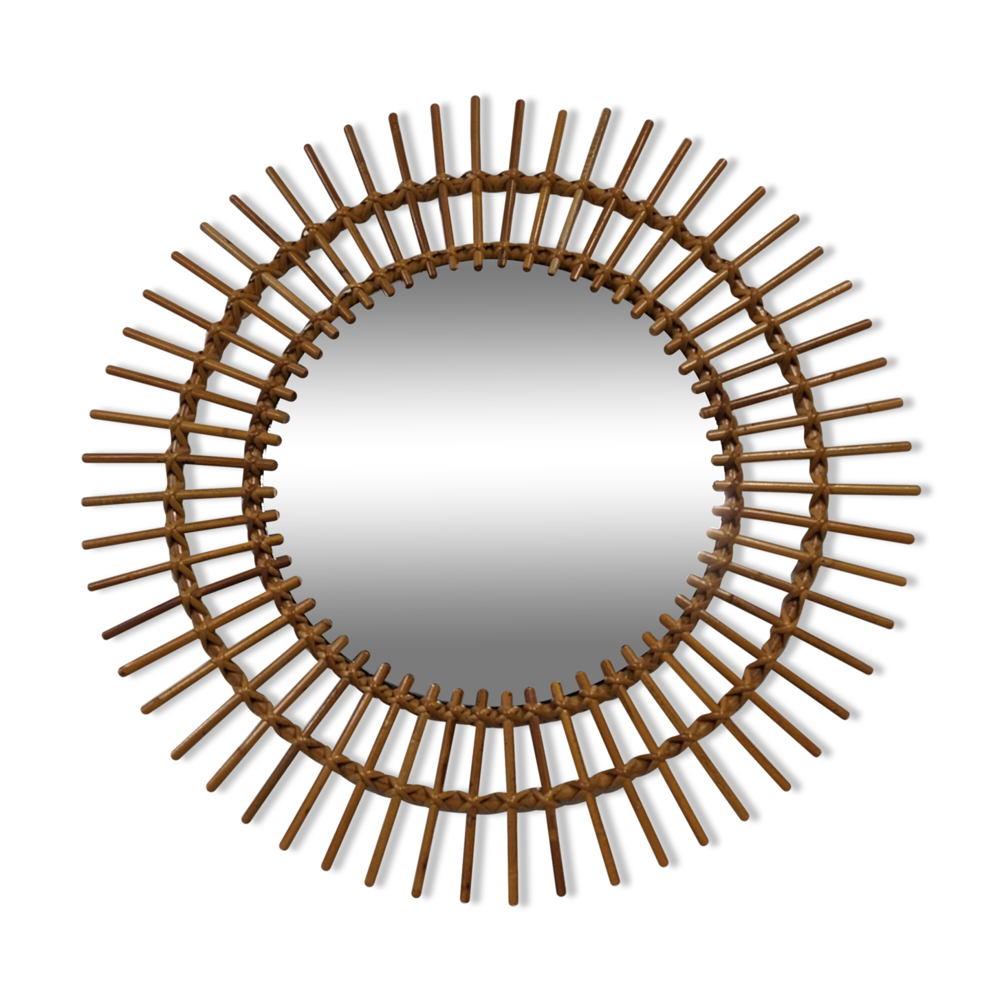 XL rattan sun mirror from the 50s/60s