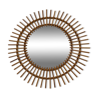 XL rattan sun mirror from the 50s/60s