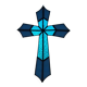 Vitrail Artisanal Croix – Verre Coloré Bleu – 40 × 50 cm – Pièce Unique