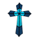 Vitrail Artisanal Croix – Verre Coloré Bleu – 40 × 50 cm – Pièce Unique