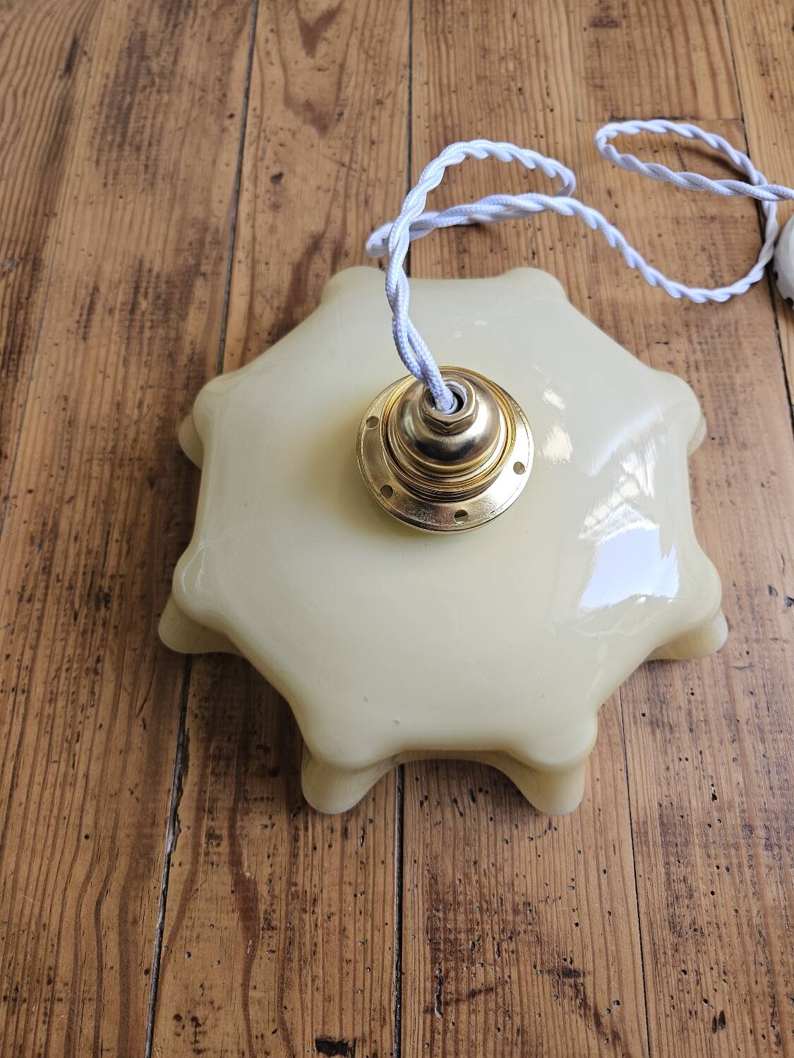 Pastel yellow opaline pendant light