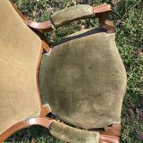 Armchair Voltaire Louis Philippe in wood green velvet XIX