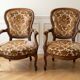 Pair of Louis XV armchairs in wood and floral fabric.