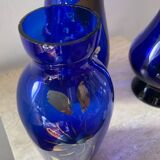 Trio of cobalt blue Art Deco vases