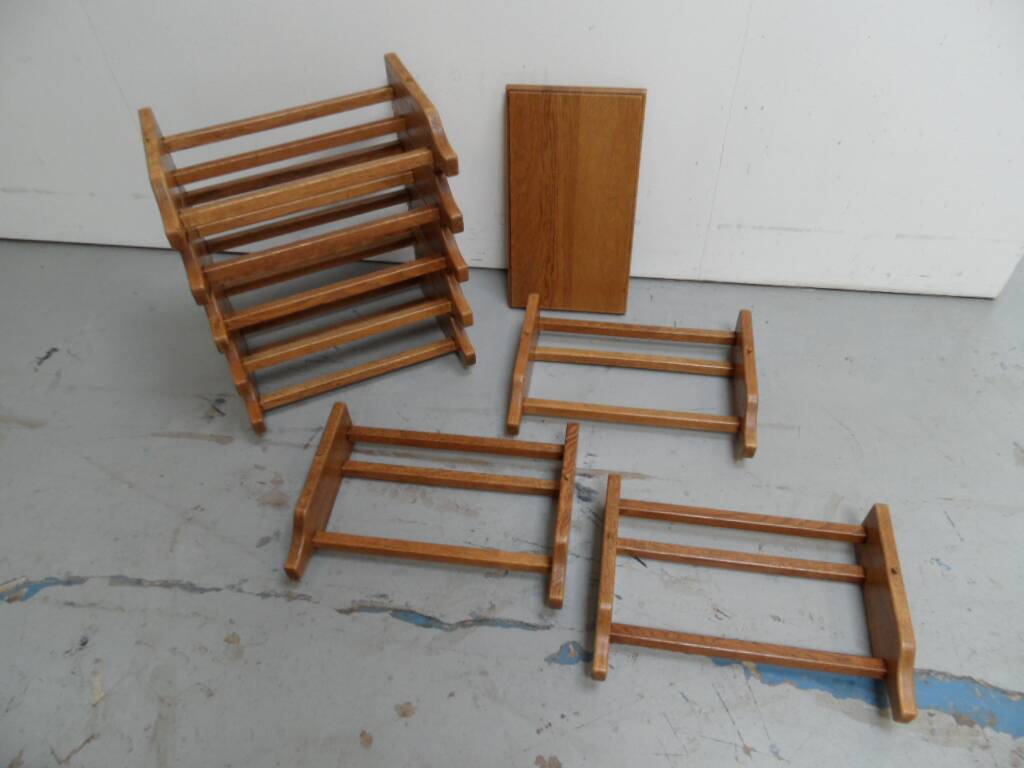 Brutalist oak stackable wine rack 1960's