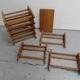 Brutalist oak stackable wine rack 1960's