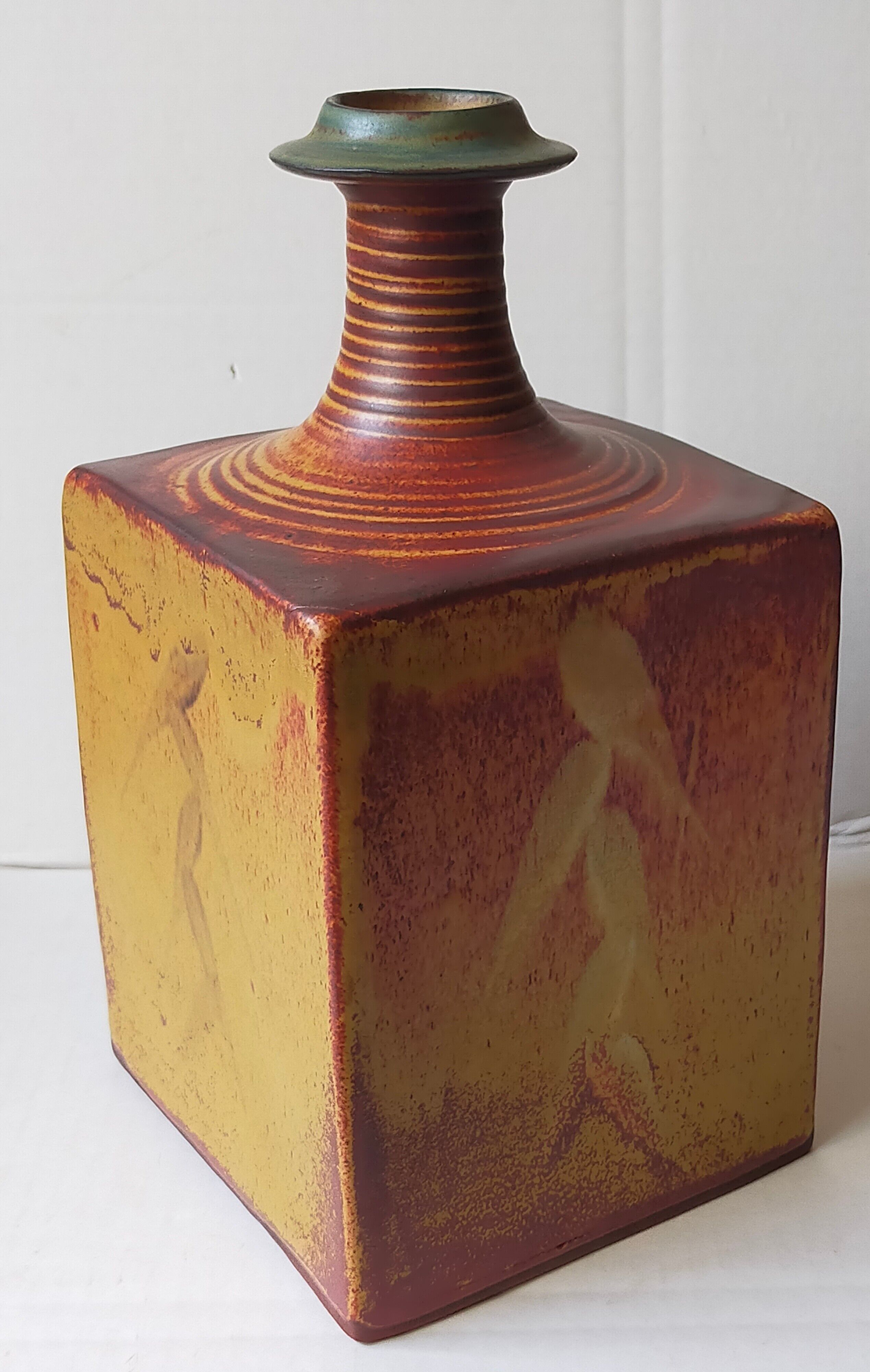 Vintage Scandinavian enamelled earth soliflore vase