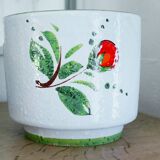 Ceramic flowerpot with floral decoration, 1950-60