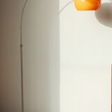 Arc lamp with marbled stone base and orange globe