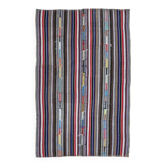 Tapis kilim vintage turc Oushak fait à la main en laine et coton rouge 140x220