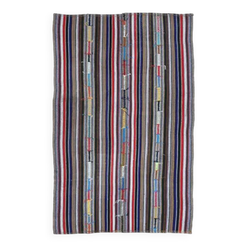 Vintage Turkish Oushak Handmade Wool Cotton Red Kilim Area Rug 140x220