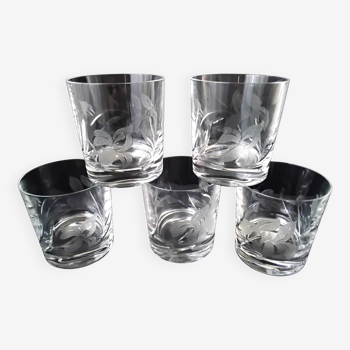 5 Water glasses or whisky in Arques crystal