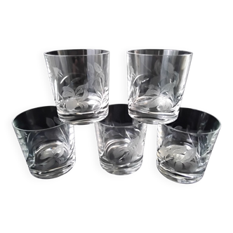 5 Water glasses or whisky in Arques crystal