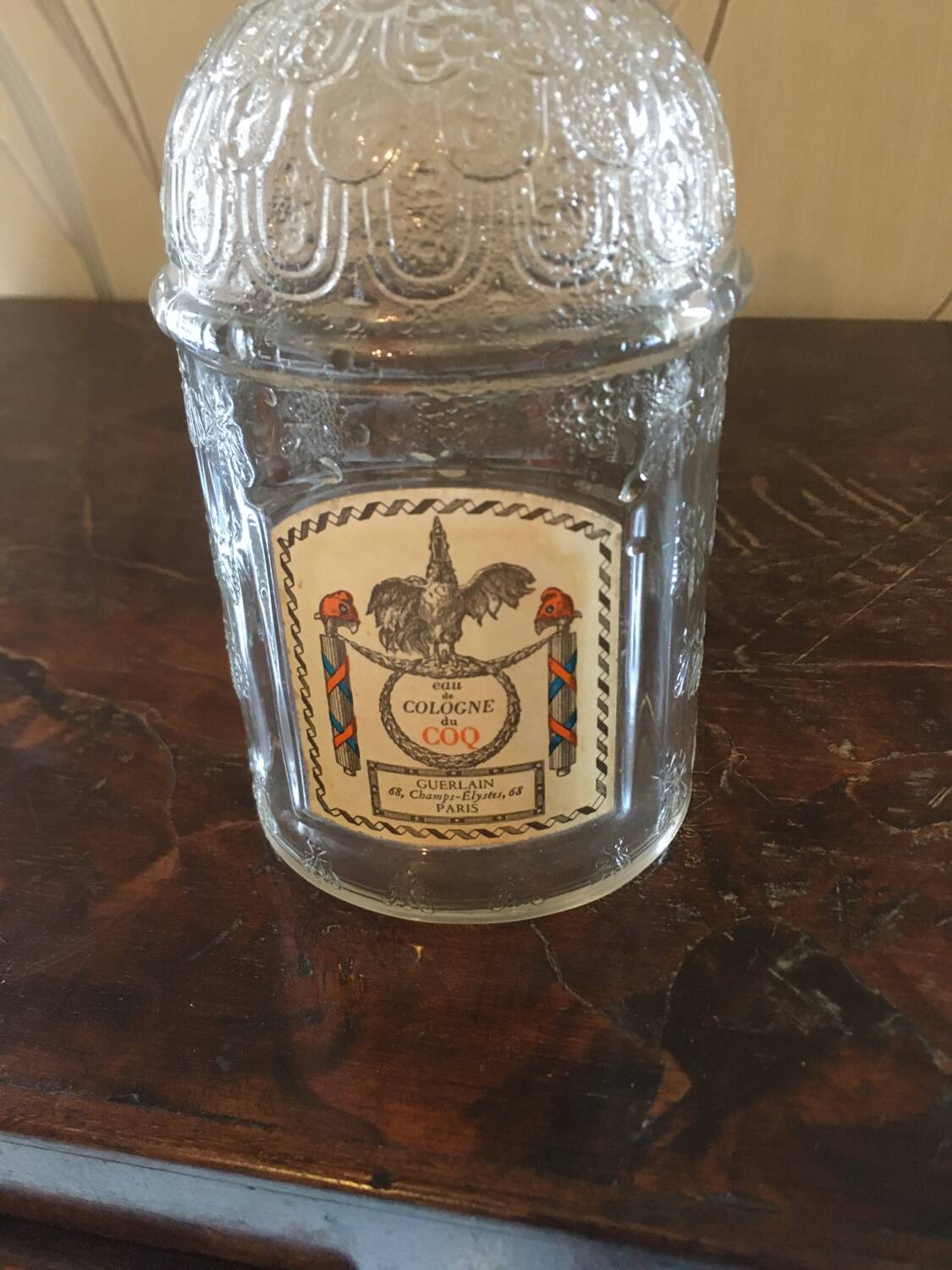 Old Guerlain perfume bottle engraved glass bees