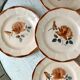 Set of 5 dessert plates Digoin Sarreguemines pink flowers 30-40s