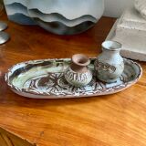 Flat cup and 2 mini ceramic vases Albert Thiry Vallauris