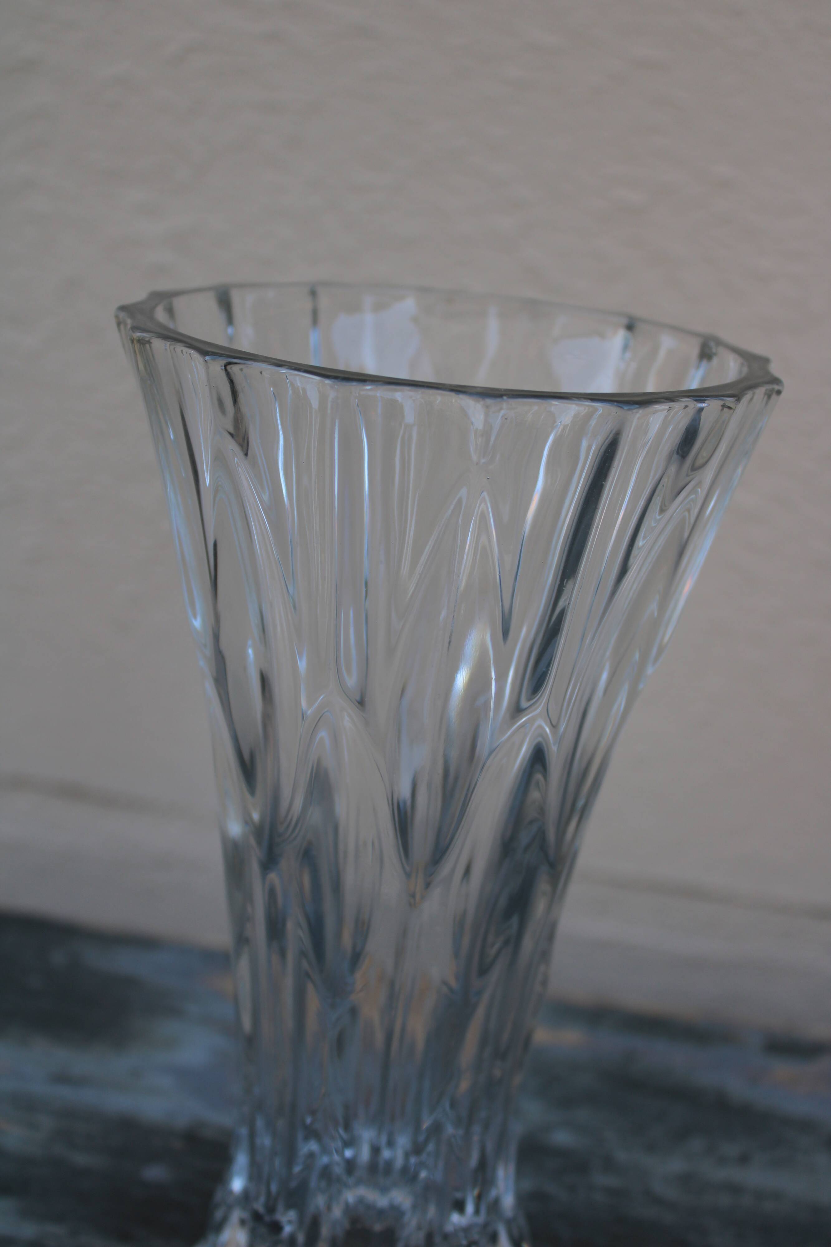 Striated glass vase