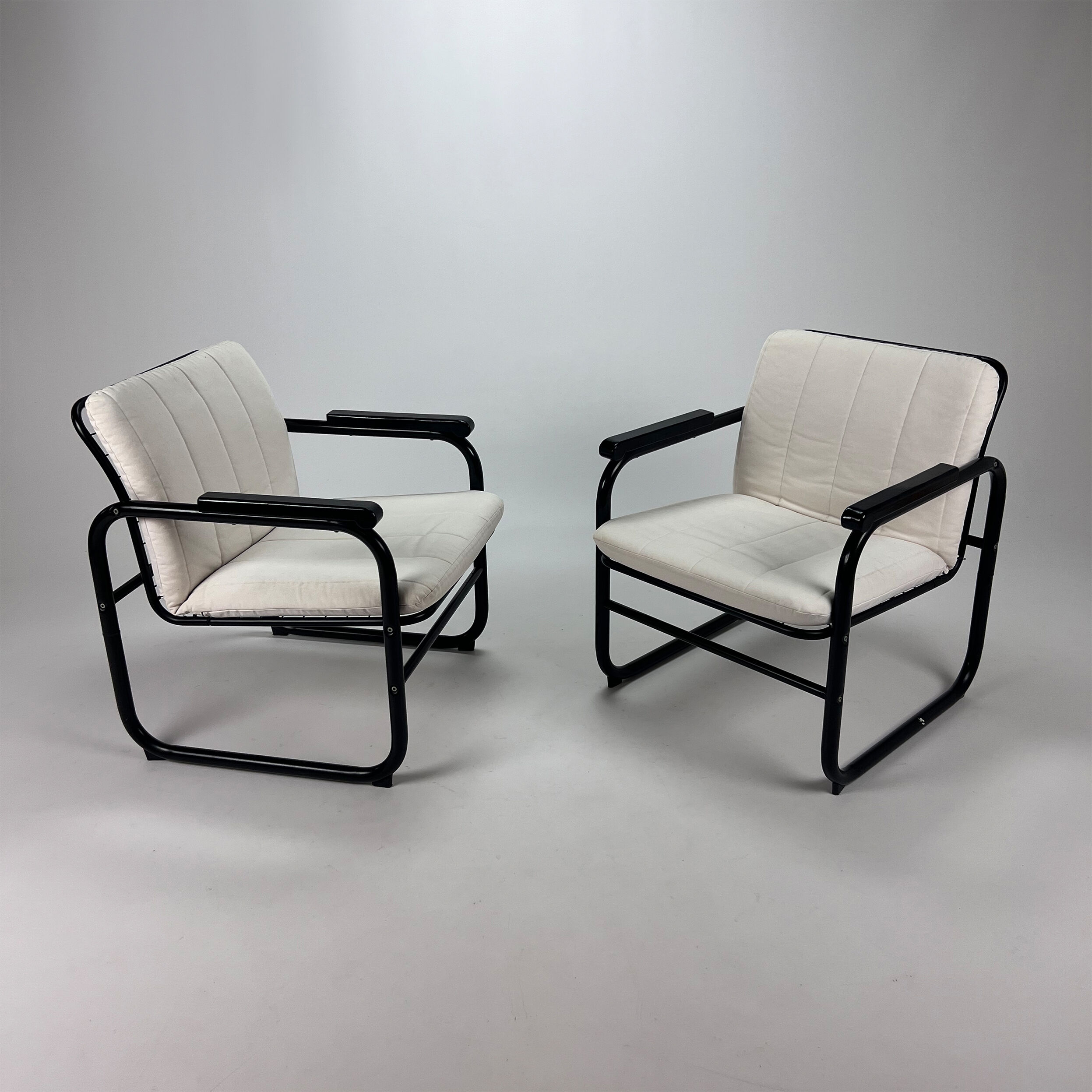 Set of two postmodern black and white armchairs, 1980s