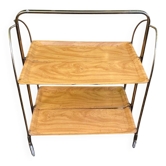 Desserte pliante vintage jaune à roulettes type Dinett 60s/70s
