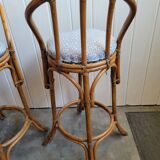 Paire de tabouret de bar en bambou 70's