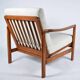 Scandinavian armchair in teak and cream fabric by Baczyk, 1960s, restored.