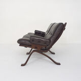Brown leather two-seater sofa, Norway 1970's