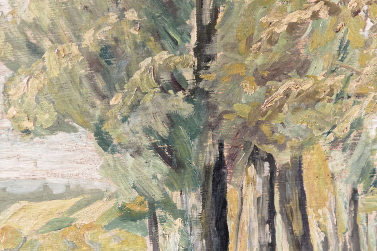 Oil on panel, undergrowth landscape