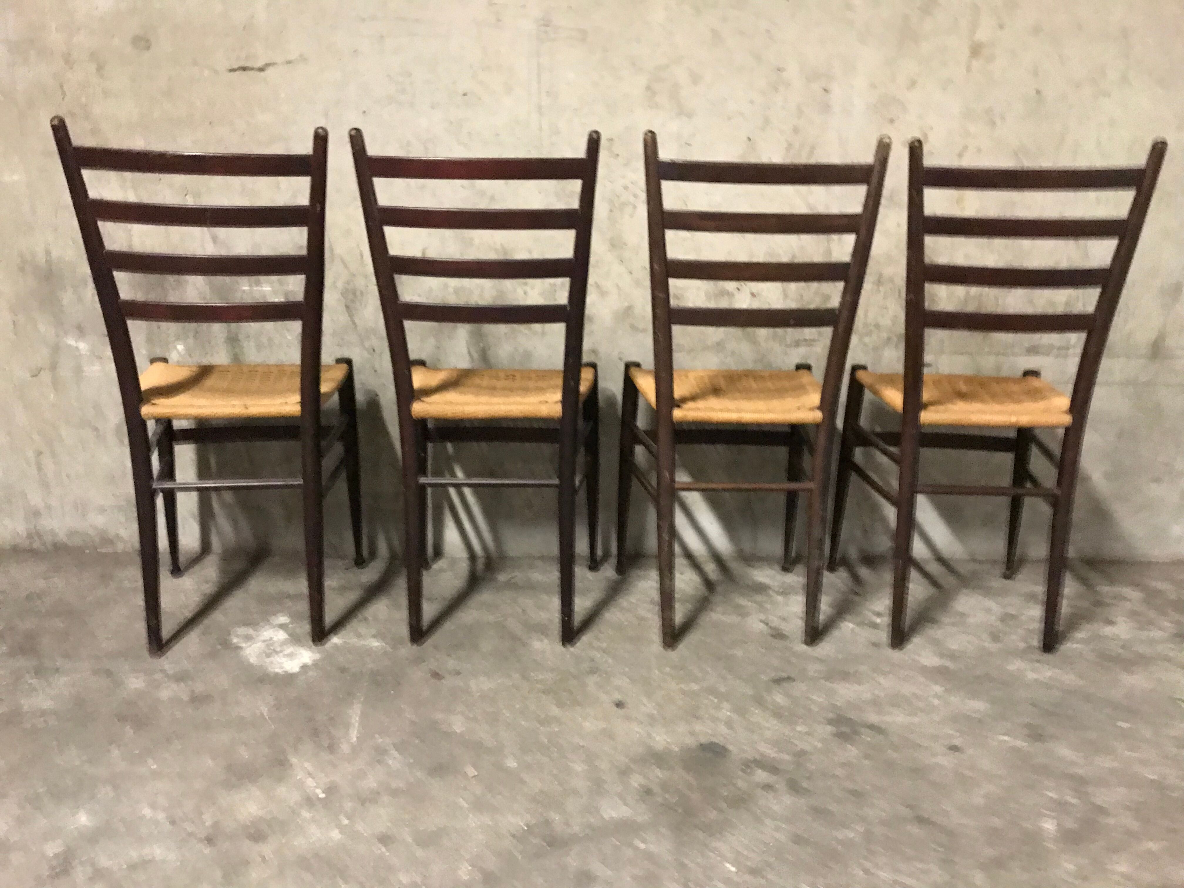 4 danish chairs wood and strings