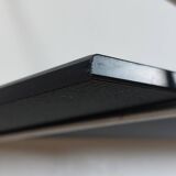 Vintage mid century loop shelf black glass metal