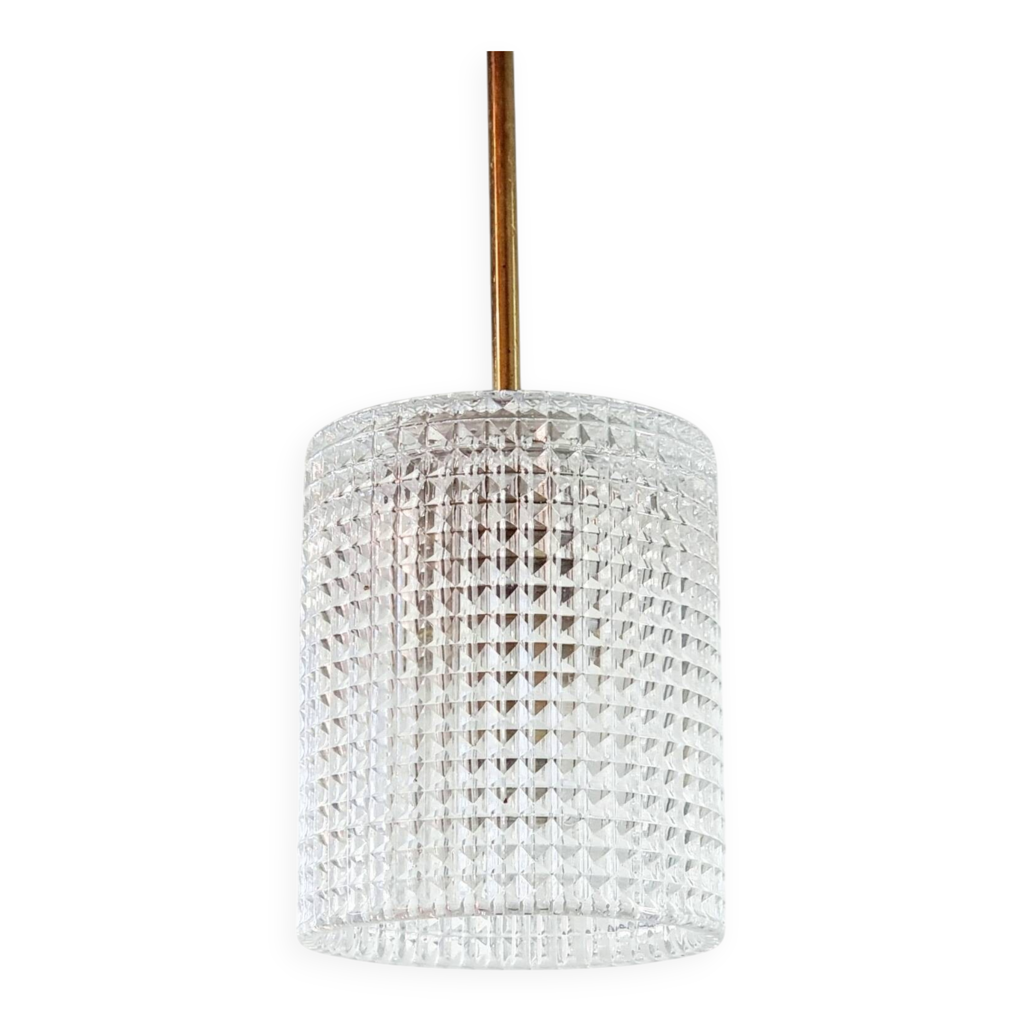 Mid-Century Scandinavian Brass & Crystal Glass Ceiling Light, Sweden, 1960s