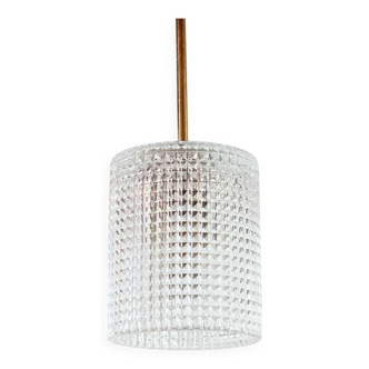 Mid-Century Scandinavian Brass & Crystal Glass Ceiling Light, Sweden, 1960s
