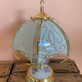 Lampe dorée pied porcelaine style tiffany