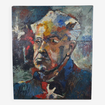 D. Jouroy (20th century) “Portrait of a man” Oil on hardboard signed and dated 1967