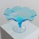 Vintage blue Murano glass bowl - Italy 1980s - Fenton dessert bowl on a pedestal